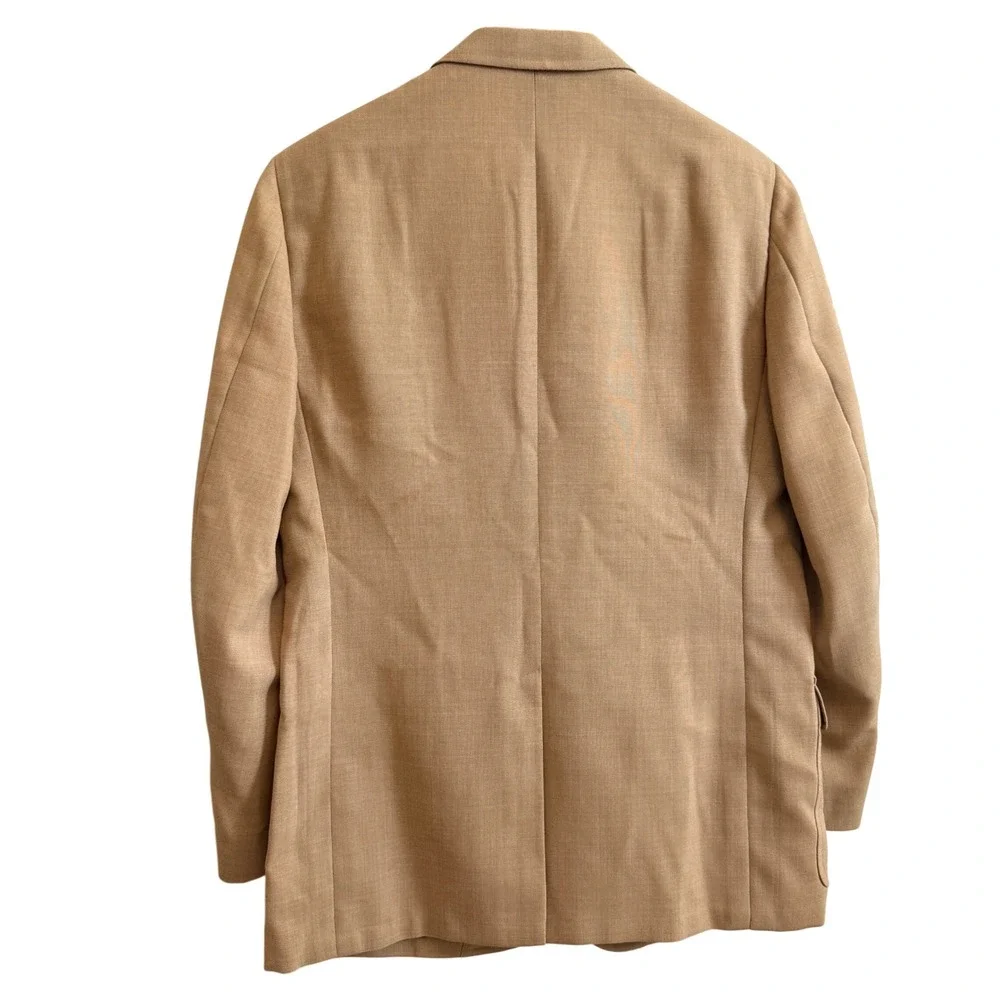 VTG Kingsridge Sport Coat Mens 40R Tan Gold Buttons Custom Fabric Blazer USA